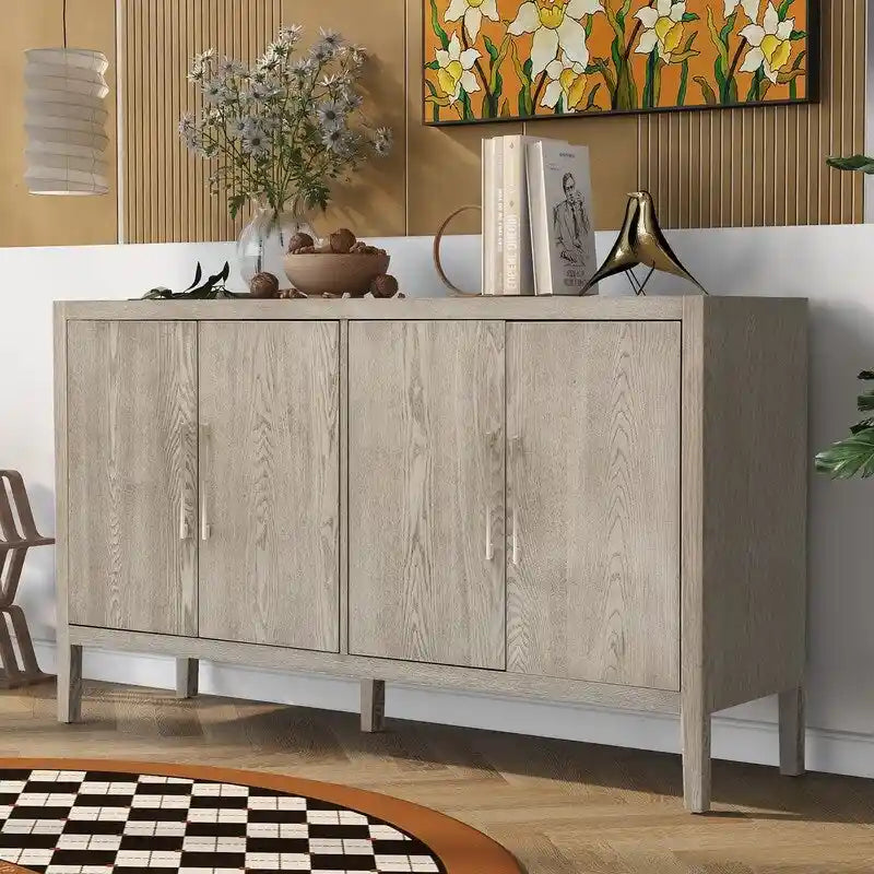 Buffet en bois avec 4 poignées métalliques, 3 couleurs