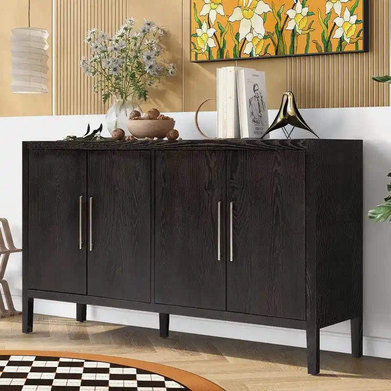 Buffet en bois avec 4 poignées métalliques, 3 couleurs