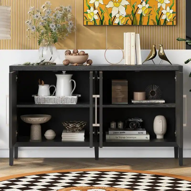 Buffet en bois avec 4 poignées métalliques, 3 couleurs