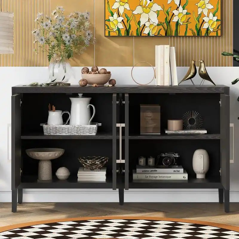 Buffet en bois avec 4 poignées métalliques, 3 couleurs