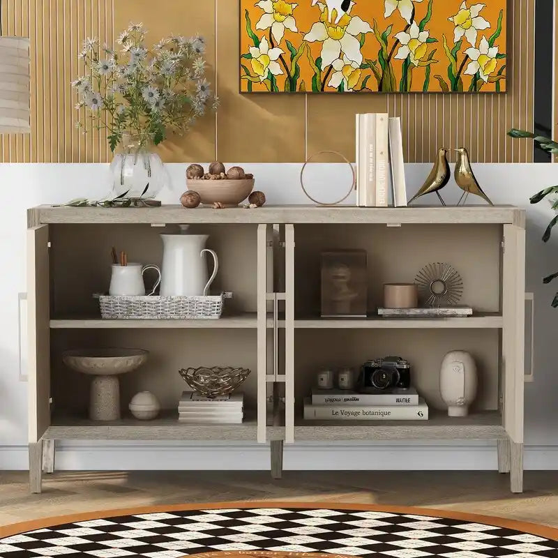 Buffet en bois avec 4 poignées métalliques, 3 couleurs