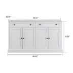 Bahut en bois minimaliste blanc/blanc antique, 2 tiroirs et 2 portes