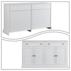 Bahut en bois minimaliste blanc/blanc antique, 2 tiroirs et 2 portes