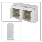Bahut en bois minimaliste blanc/blanc antique, 2 tiroirs et 2 portes