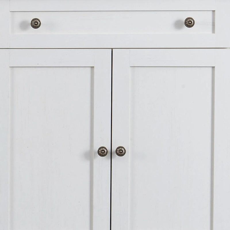 Bahut en bois minimaliste blanc/blanc antique, 2 tiroirs et 2 portes