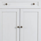 Bahut en bois minimaliste blanc/blanc antique, 2 tiroirs et 2 portes