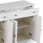 Bahut en bois minimaliste blanc/blanc antique, 2 tiroirs et 2 portes