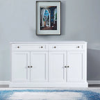 Bahut en bois minimaliste blanc/blanc antique, 2 tiroirs et 2 portes