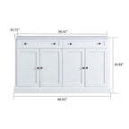 Bahut en bois minimaliste blanc/blanc antique, 2 tiroirs et 2 portes