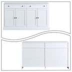 Bahut en bois minimaliste blanc/blanc antique, 2 tiroirs et 2 portes