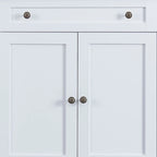 Bahut en bois minimaliste blanc/blanc antique, 2 tiroirs et 2 portes