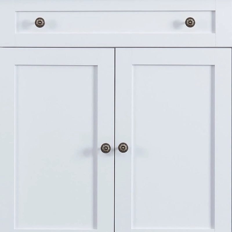 Bahut en bois minimaliste blanc/blanc antique, 2 tiroirs et 2 portes