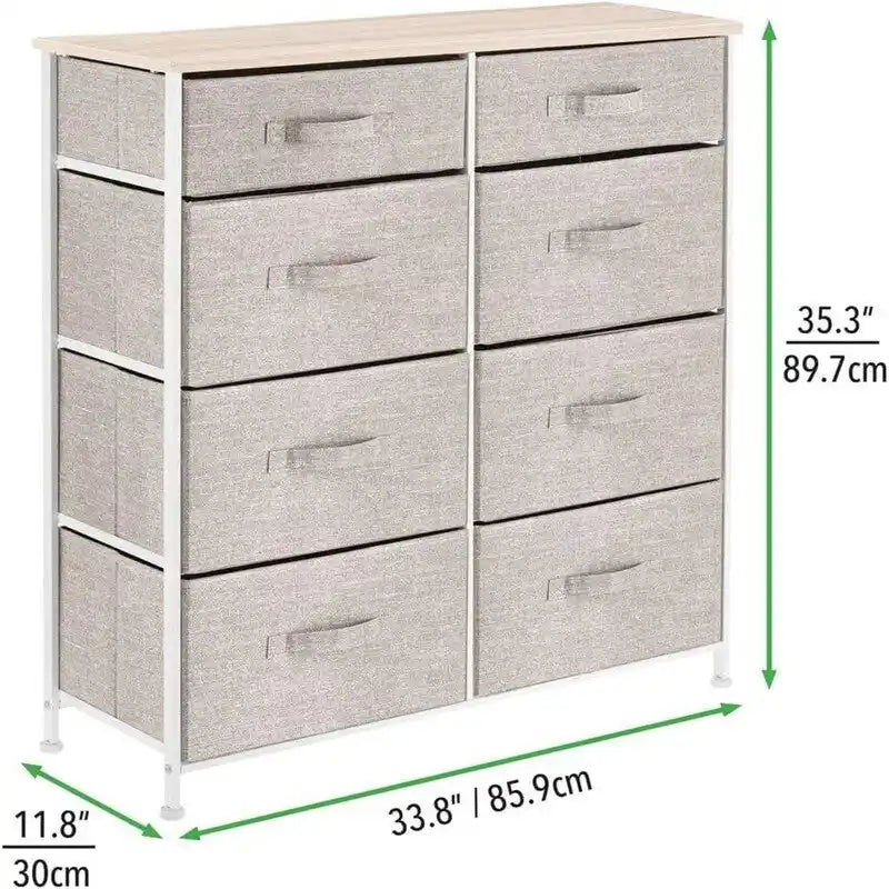 Commode de rangement en lin à 8 tiroirs, simple