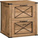 Meuble classeur à 2 tiroirs Honey Brown, style rustique, finition bois