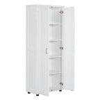 Meuble de rangement blanc à 2 portes avec étagère réglable, simple