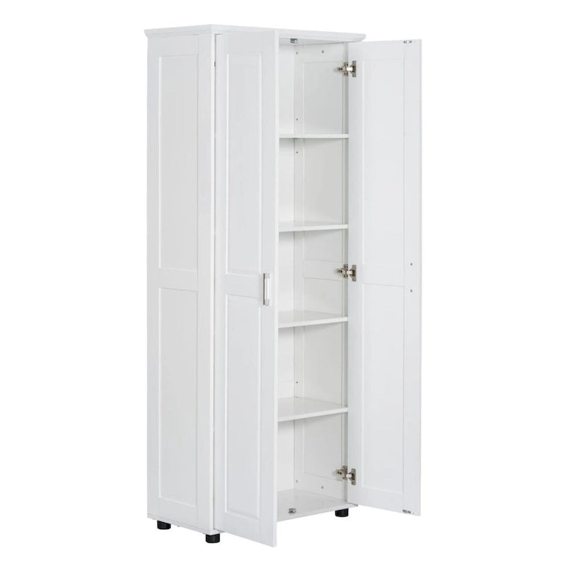 Meuble de rangement blanc à 2 portes avec étagère réglable, simple