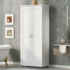 Meuble de rangement blanc à 2 portes avec étagère réglable, simple