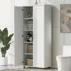 Meuble de rangement blanc à 2 portes avec étagère réglable, simple