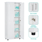 Meuble de rangement blanc à 2 portes avec étagère réglable, simple