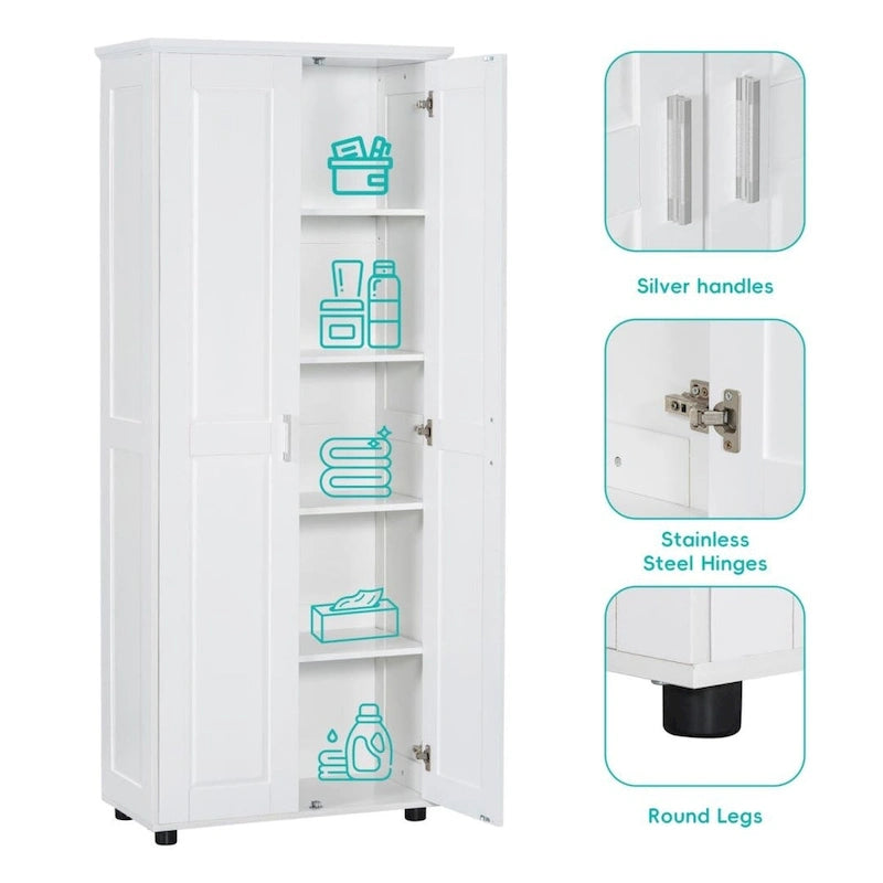 Meuble de rangement blanc à 2 portes avec étagère réglable, simple