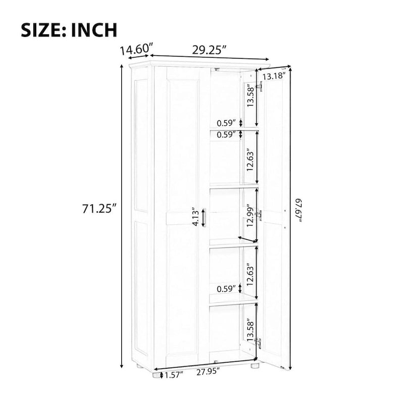 Meuble de rangement blanc à 2 portes avec étagère réglable, simple