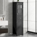 Meuble de rangement haut autoportant gris/vert/blanc/noir avec porte à croisillons, tiroir et étagère réglable