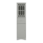 Meuble de rangement haut autoportant gris/vert/blanc/noir avec porte à croisillons, tiroir et étagère réglable