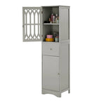 Meuble de rangement haut autoportant gris/vert/blanc/noir avec porte à croisillons, tiroir et étagère réglable