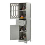 Meuble de rangement haut autoportant gris/vert/blanc/noir avec porte à croisillons, tiroir et étagère réglable
