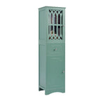 Meuble de rangement haut autoportant gris/vert/blanc/noir avec porte à croisillons, tiroir et étagère réglable