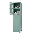 Meuble de rangement haut autoportant gris/vert/blanc/noir avec porte à croisillons, tiroir et étagère réglable