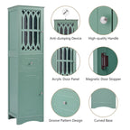 Meuble de rangement haut autoportant gris/vert/blanc/noir avec porte à croisillons, tiroir et étagère réglable