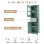 Meuble de rangement haut autoportant gris/vert/blanc/noir avec porte à croisillons, tiroir et étagère réglable