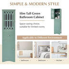Meuble de rangement haut autoportant gris/vert/blanc/noir avec porte à croisillons, tiroir et étagère réglable
