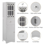 Meuble de rangement haut autoportant gris/vert/blanc/noir avec porte à croisillons, tiroir et étagère réglable