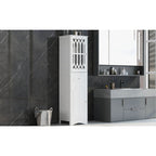 Meuble de rangement haut autoportant gris/vert/blanc/noir avec porte à croisillons, tiroir et étagère réglable