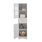 Meuble de rangement haut autoportant gris/vert/blanc/noir avec porte à croisillons, tiroir et étagère réglable
