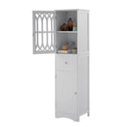 Meuble de rangement haut autoportant gris/vert/blanc/noir avec porte à croisillons, tiroir et étagère réglable