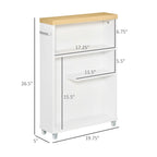 Chariot de Rangement de Salle de Bain Fin sur Roulettes Blanc, 3 Niveaux, Utilisation 1 Personne