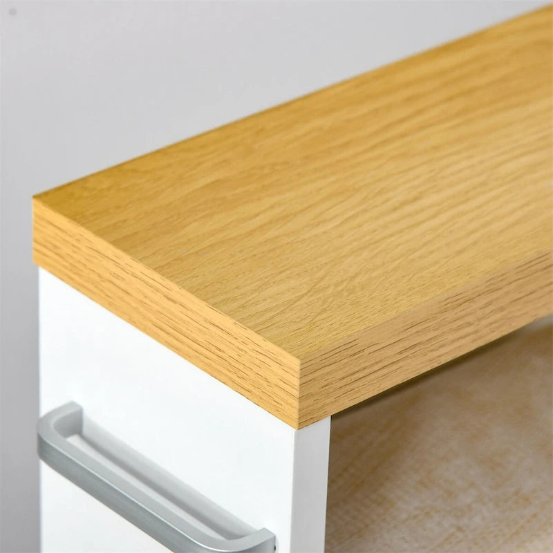 Chariot de Rangement de Salle de Bain Fin sur Roulettes Blanc, 3 Niveaux, Utilisation 1 Personne