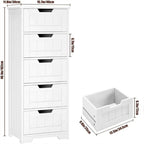 Meuble de rangement au sol à 5 tiroirs, finition bois blanc, pour 1 personne