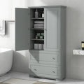 Meuble de rangement gris autoportant avec 2 tiroirs, 2 portes et étagères réglables