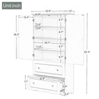 Meuble de rangement gris autoportant avec 2 tiroirs, 2 portes et étagères réglables