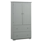 Meuble de rangement gris autoportant avec 2 tiroirs, 2 portes et étagères réglables