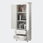 Meuble haut de rangement blanc, 2 portes et 2 tiroirs, montage par une personne