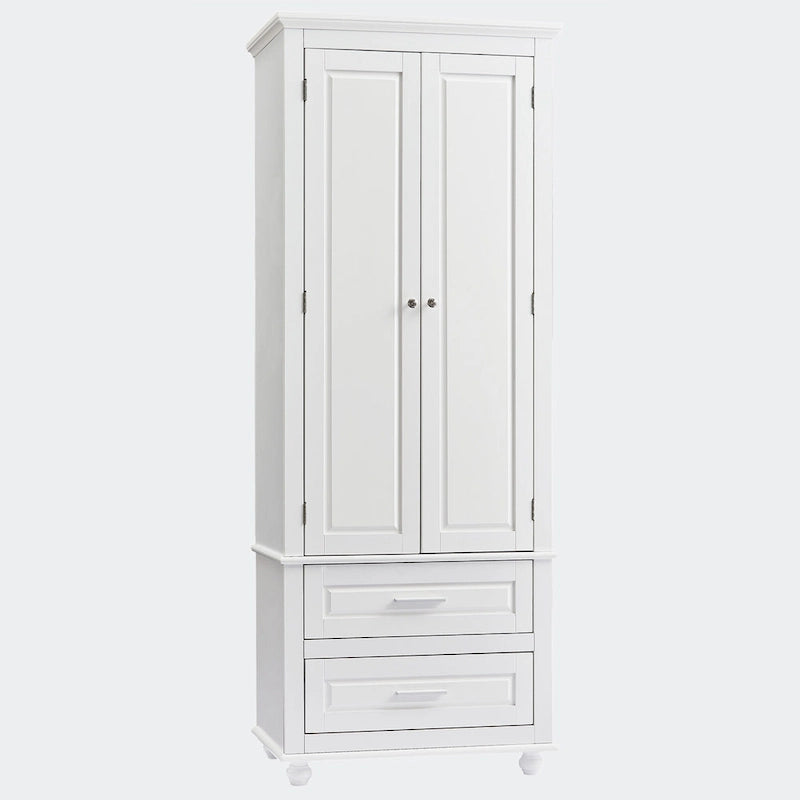 Meuble haut de rangement blanc, 2 portes et 2 tiroirs, montage par une personne
