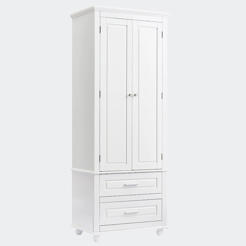 Meuble haut de rangement blanc, 2 portes et 2 tiroirs, montage par une personne