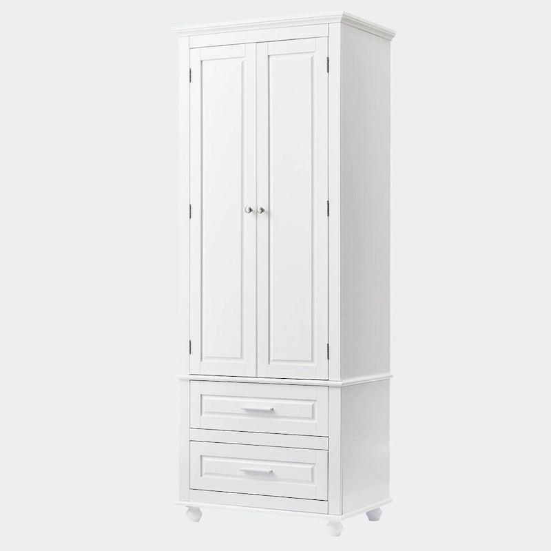 Meuble haut de rangement blanc, 2 portes et 2 tiroirs, montage par une personne