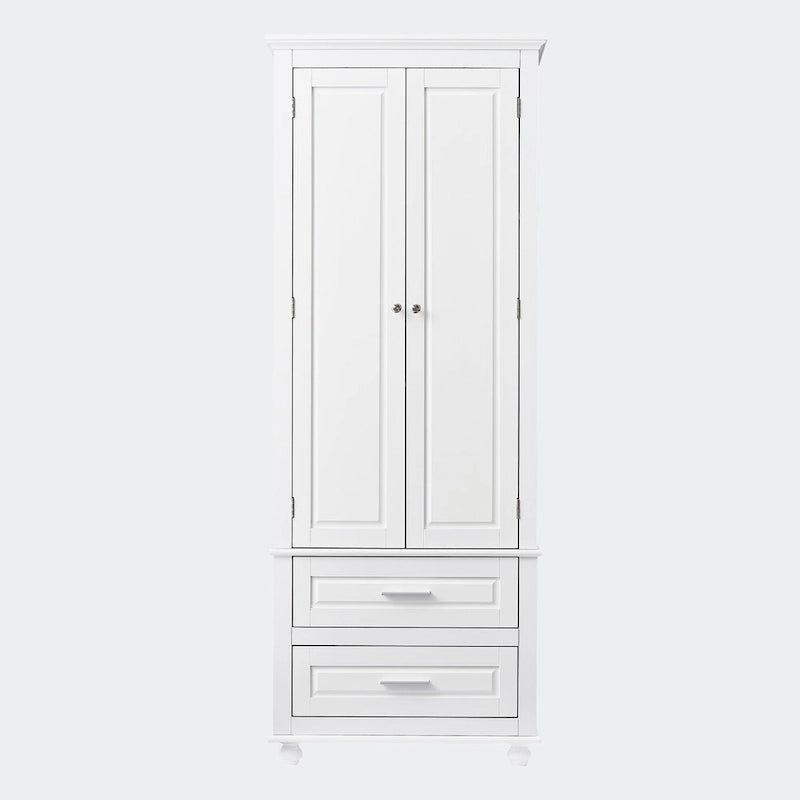 Meuble haut de rangement blanc, 2 portes et 2 tiroirs, montage par une personne