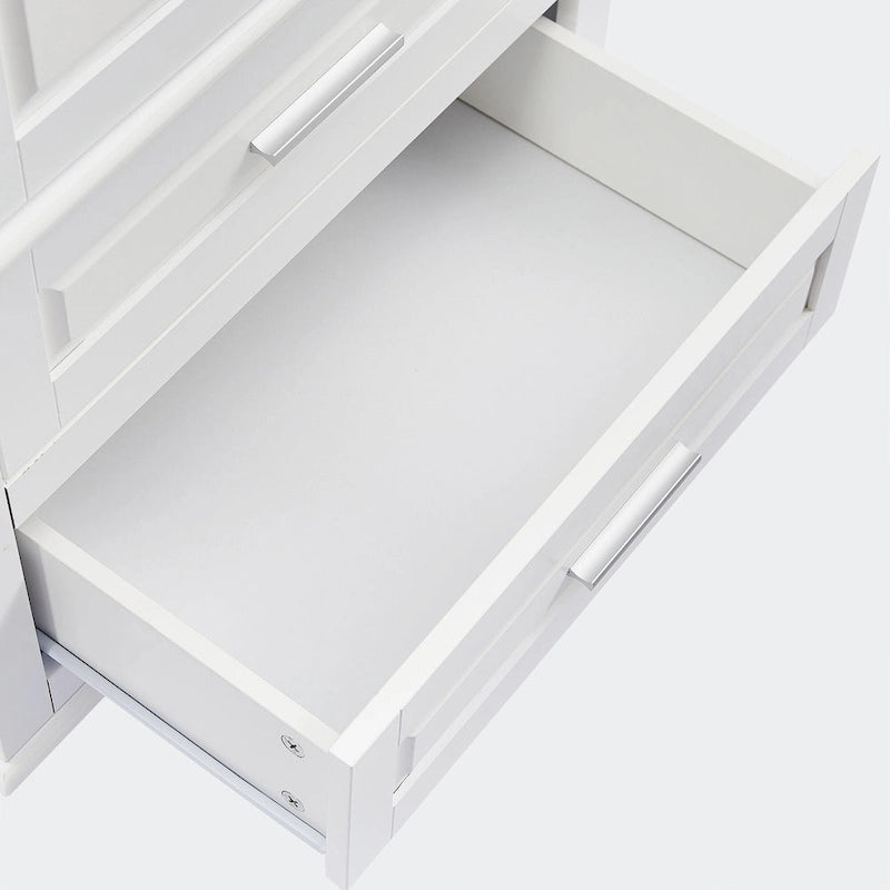 Meuble haut de rangement blanc, 2 portes et 2 tiroirs, montage par une personne